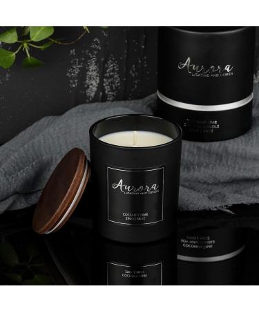 Buy Aurora Scented Candle | Coconut & Lime Aromatherapy | Stylish Black Jar | 10 oz Natural Relaxation Gift for Him & Her | Stress Relief Home D cor - Buy Online on GoSupps.com