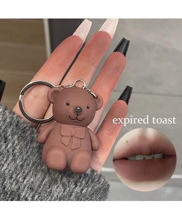 2-in-1 Lip Mud Mist Face Velvet Matte Lipstick with Cute Bear Keychain | Waterproof Long Lasting Lip Gloss | Portable and Natural (2 Colors) - Buy Online on GoSupps.com