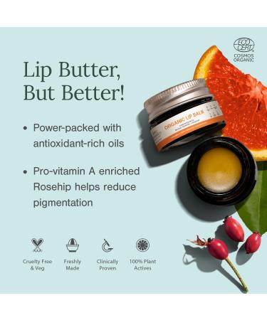 Juicy Chemistry Blood Orange & Rosehip Lip Balm 5 G |Enriched with Natural Ceramides to Hydrate Moisturise & Reduce Pigmentation|Formulated with Organic Castor Oil Jojoba Oil and Vitamin E - Buy Online on GoSupps.com