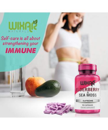 Wixar Naturals Elderberry and Sea Moss Supreme Capsules - 90 Capsules - Immune Support & Antioxidant Herbal Supplement - Buy Online on GoSupps.com