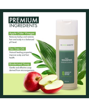 Ingreendients Sulfate Free Vegan Shampoo with Organic Apple Cider Vinegar & Tea Tree Oil - Restores Shine, Color Safe, Paraben & Gluten Free, Silicone Free | pH Balanced - Buy Online on GoSupps.com