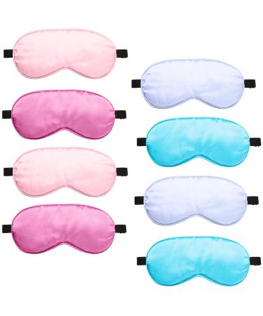 8 Pieces Sleep Cover Silk Soft Plush Eye Cover for Kids Adult with Adjustable Strap Travel Blindfold for Sleeping Blocking Out Lights Travel Relax (Light Color) - Buy Online on GoSupps.com