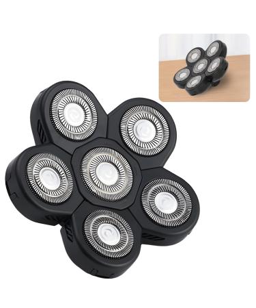 6D Universal Electric Shaver Blade Head Upgrade Hypoallergenic Beard Cutter Replacement Blade Rotary Shaver Heads for Head and Face Trimming Back-Up Shaver Blade Head for Men (Black 6 Heads)