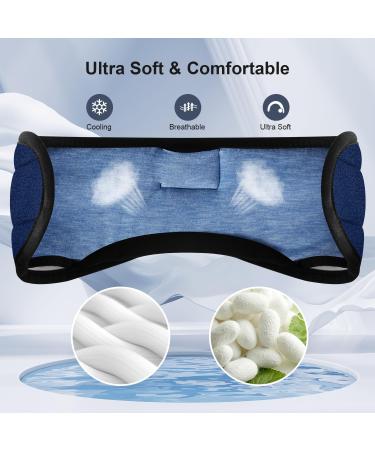 Bluetooth Sleep Headphones Eye Mask - Ultra-Soft & Washable - Perfect for Side Sleepers/Office/Travel - Birthday Gift for Men Women - Blue - Buy Online on GoSupps.com