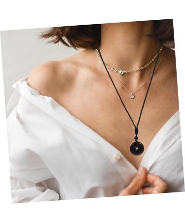 Oatipho Obsidian Necklace with Safety Buckle | Portable Crystal Pendant for Festivals | Unique 3x3x1cm Accessories - Buy Online on GoSupps.com
