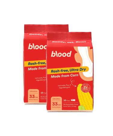 Blood Period Pads - Made with Corn Super Absorbent Pack of 2 (33 CM)