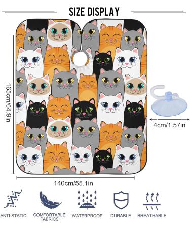 visesunny Barber Cape Gray White Cat Animal Polyester Hair Cutting Salon Cape Apron Anti-Static Haircut Water-Resistant Shaving Cloth Beard Shaving Bib Hairdressing Cape Multi16 L - Buy Online on GoSupps.com