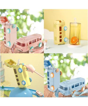 Knixhult 2023 New Portable Bus-Shaped Water Cup | 16 oz Leak-Proof Straw Cup with Shoulder Strap | Cute Athletic Drinking Bottle for Kids | Detachable & Cartoon Design (C-Yellow) - Buy Online on GoSupps.com