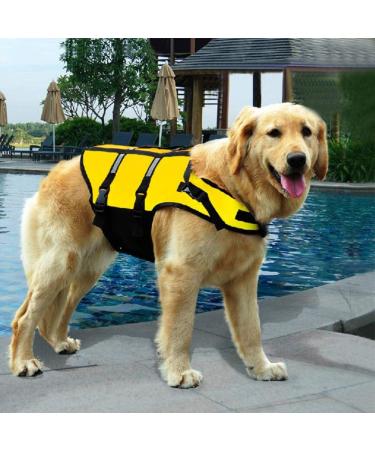 Buy Dog Life Jacket | Swimming Safety Coat for Small & Large Dogs | XL Yellow Vest with Handle - Buy Online on GoSupps.com