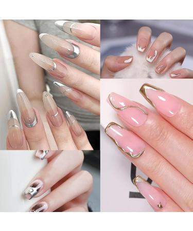 Liner Nail Gel Polish Set - Gold & Silver Chrome Gel Nail Polish Liner Metallic Effect - Metallic Painting Gel Liner Nail Art 3D Mirror - French Manicure Nail Polish - UV Liner Nail Gel gold and silver - Buy Online on GoSupps.com