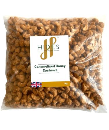 Hides Fine Foods - Caramelised Honey Cashews 1kg - Suitable for Vegetarians - GMO Free - Snacking - Protein Snack - Bar Snack - Perfect for Parties - Heart Healthy Fats - High Fibre