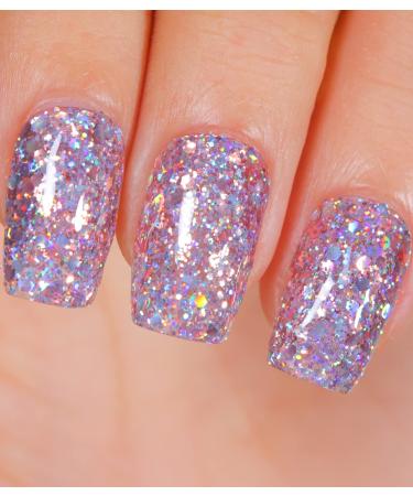 NAILKISS Glitter Gel Nail Polish Pink Glitter Diamond Soak Off UV LED Nail Polish Sparkle Shiny Manicure Pedicure for Nail Art Starter CCJ04