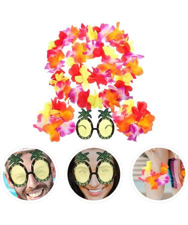 GALPADA 1 Set Pineapple Sunglasses and Hawaiian Leis Set Luau Flower Leis Necklace Headbands and Wristbands for Tropical Hawaiian Beach Party Decorations Birthday Party Favors - Buy Online on GoSupps.com