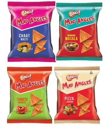 Bingo! Mad Angles Corn-Based Crunchy Chips Perfect for Snacking (Pack Of 4) Delicious Tasty And Twisty Treat Sold By Kidzbuzz (Bingo Mmmmm Masala)