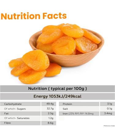 Zeina Dried Apricots - Natural Iron Source, High Fibre, Gluten-Free, Vegan-Friendly - 1kg - Buy Online on GoSupps.com
