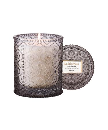 La Jolie Muse Scented Candle Gifts for Women Linen Candle 8 oz 55 Hour Burn Time Luxury Candles Candles for Home Scented Natural Soy Wax Candles Breezy Linen 8oz