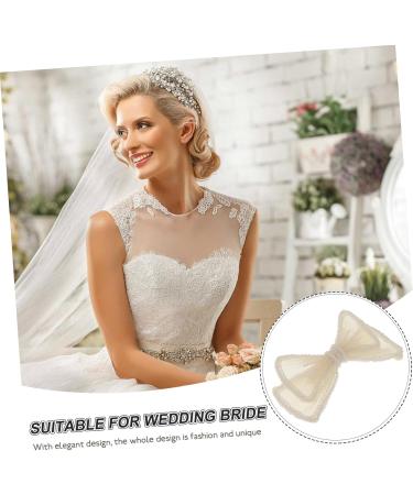 DOITOOL 1pc Bow Hairpin Large Bows Barrettes Handmade Hairpin Rhinestone Barrettes for Women Wedding Hiar Barrettes Hair Accessory Hair Accessories White Beaded Bride Plastic - Buy Online on GoSupps.com