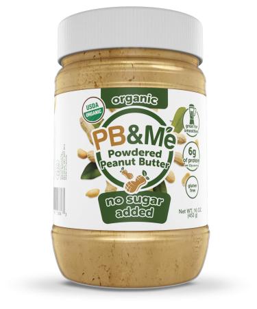 PB&Me USDA Organic Powdered Peanut Butter, Keto Snack, Gluten Free, Plant Protein, No Sugar Added, 16 Ounce 1 Pound (Pack of 1)
