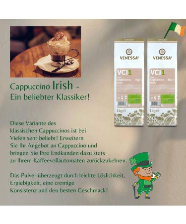 VENESSA Cappuccino Irish VCI1 Flavoured powdered drink 2 x 1 kg with soluble coffee economical with creamy consistency compatible with automatic machine - Buy Online on GoSupps.com
