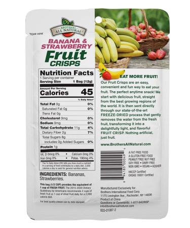 Brothers-All-Natural Freeze-Dried Fruit Crisps â€“ Strawberries & Bananas (12 Single-Serve Bags) - Buy Online on GoSupps.com