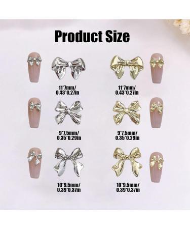 Bow Nail Charms 60PCS Gold Silver Metal Nail Art Bows Bowknot Bow Tie Nail Gems Alloy Nail Art Decorations Supplies for Women Girls Manicure Design DIY Crafts (B Gold & Silver) - Buy Online on GoSupps.com