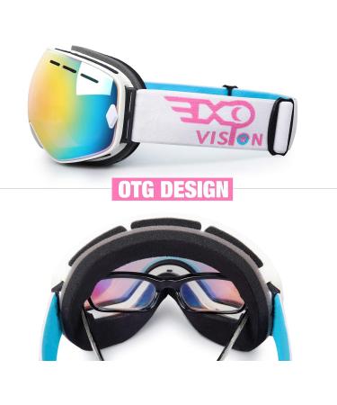 Ex Vision Snowboard Ski Glasses - UV400 Protection Anti-Fog Over Glasses Fit Spherical Lens - Pink for Men Women & Youth - Buy Online on GoSupps.com