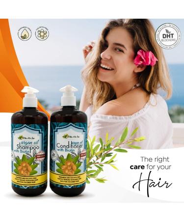 Moroccan Argan Oil Biotin Shampoo & Conditioner Set - Natural Hair Repair & Moisturization | DHT Blocker & Anti Hair Loss Treatment (2 x 16.9 Fl Oz - Buy Online on GoSupps.com