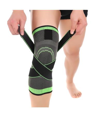 Knee Sleeve, Knee Pads Compression Fit Support -for Joint Pain and Arthritis Relief, Improved Circulation Compression - Wear Anywhere - Single (Green, M) M Green