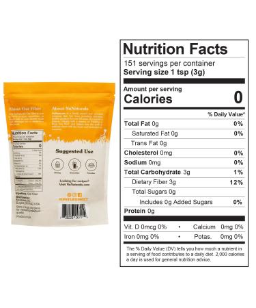 NuNaturals Oat Fiber 1 lb - Gluten-Free, High Fiber Supplement for Baking & Cooking - Buy Online on GoSupps.com