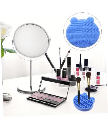 Housoutil 2 1 Makeup Brush Holder Makeup Cleaner Pad Facial Brush Silicone Holder Cosmetic Brush Cleaning Facial Scrubber Makeup Brush Drying Holder Brush Washing Mat Storage Box Silica Gel 11x10cm Blue - Buy Online on GoSupps.com