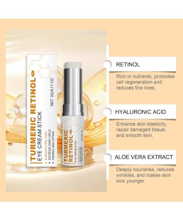 Turmeric & Retinol Eye Cream Stick Under Eye Bags Under Eye Cream for Puffiness and Bags Moisturizing Under Eye Dark Circle Balm Stick (4Pcs) - Buy Online on GoSupps.com