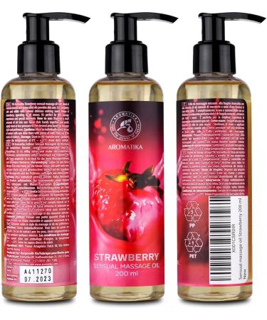 Sensual Strawberry Massage Oil 200ml | Edible Relaxation Body Oil with Almond & Grape Seed Oil - Buy Online on GoSupps.com