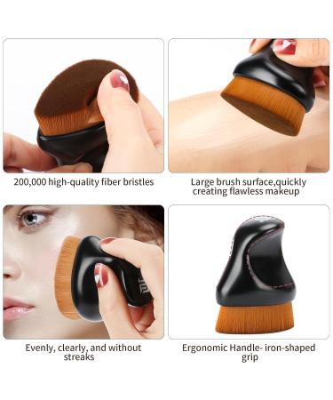 Buy Foundation Makeup Brush | Kabuki Bronzer Brush for Liquid & Cream Cosmetics | Ergonomic Handle - Matte Black - Buy Online on GoSupps.com