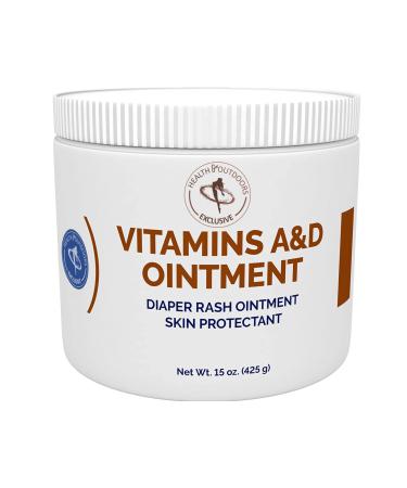 Vitamin A & D Ointment 15 Oz Jar Skin Protectant for Diaper Rash Cuts Burns Abrasions Wounds and Scrapes 1 Jar