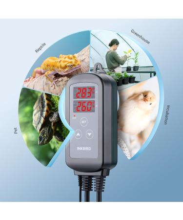 Buy Inkbird ITC-2T Thermostat - Digital Temperature Controller for Terrariums Greenhouses & Reptile Care | Dual Heating Sockets Day/Night Timer & Alarm Function - International Shipping Available - Buy Online on GoSupps.com