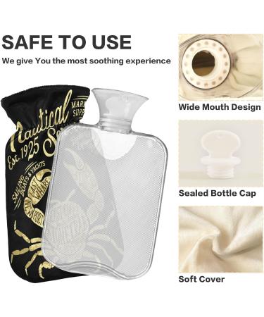 Vintage Nautical Marine Hot Water Bottle 2L | Plush Cover Hand & Foot Warmer | Perfect for Winter | Ideal Gift for Children Men & Women - Buy Online on GoSupps.com