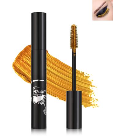 Gold Glitter Mascara Sparkle Colorful Waterproof Mascara for Eyelashes Liquid Lash Extensions Mascara Long Lasting Lengthening Curling Eye Lashes Halloween Christmas Gift Eye Makeup for Women-05 05# Gold