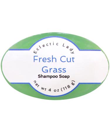 Fresh Cut Grass Shampoo Soap Bar By Eclectic Lady with Pure Argan Oil Silk Protein Honey Protein and Extracts of Calendula Flower Aloe Carrageenan Sunflower - 4 oz Bar