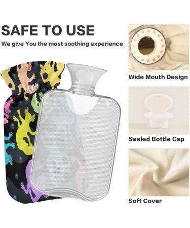 Colorful Axolotl Hot Water Bottle - 1L Soft Plush Cover | Winter Heat Warmer for Kids & Adults - Buy Online on GoSupps.com