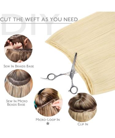 40cm 80g Platinum Blonde Remy Hair Weft Extensions | High-Quality Real Hair for Sewing | International Shipping - Buy Online on GoSupps.com