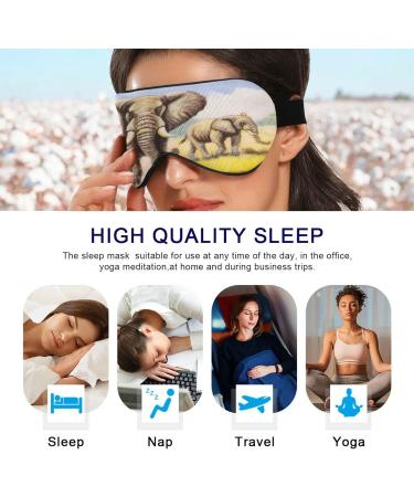 Susiyo Oil Painting Africa Wild Elephant Sleep Eye Mask - Comfortable Blindfold for Travel, Yoga, Nap - Soft Eyeshade with Elastic Headband - Buy Online on GoSupps.com