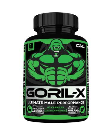 GORIL-X All Natural Testosterone Booster for Men, Workout Supplement & Muscle Builder, Increase Size, Strength, Energy, Test & Agrandar, 1000mg Enhancing Horny Goat Weed, 30-Day Supply