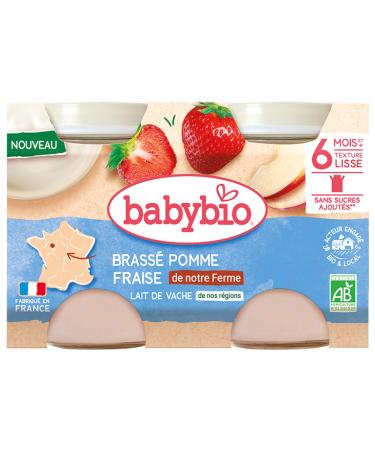 Babybio brass pomme fraise au lait de vache d s 6 mois 2 x 130g