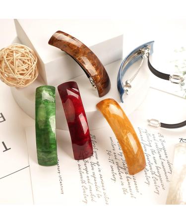 Elegant Retro Acrylic Hair Barrettes - 12pcs Automatic Large Hair Clip for Women (Retro Color) - Buy Online on GoSupps.com