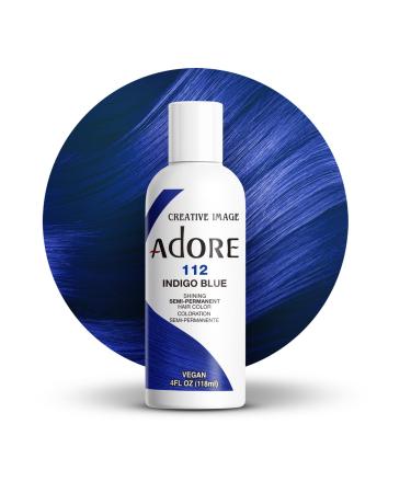 Adore Semi Permanent Hair Color - Vegan and Cruelty-Free Hair Dye - 4 Fl Oz - 112 Indigo Blue (Pack of 1) 112 Indigo Blue 4 Fl Oz (Pack of 1)