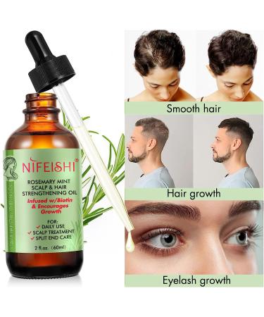 Organic Rosemary Oil for Hair Growth | Strengthening Serum, Nourishes Scalp, Hair Loss Treatment - 60ml - Buy Online on GoSupps.com