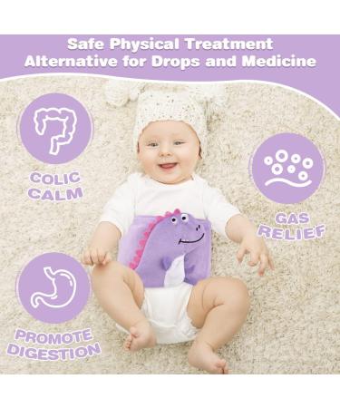 Hilph Baby Colic Relief Reusable Heated Tummy Wrap | Baby Heating Pad Swaddling Belt for Gas & Reflux - Purple Dinosaur - Buy Online on GoSupps.com