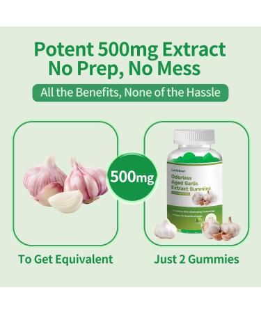 LallaBest Odorless Aged Garlic Extract Gummies 7500mg Garlic 2 Years Aged Garlic Extract Grown Allium Sativum Bulb Potent Antioxidant Supplement Immune Support Heart Health Green Apple Flavor - Buy Online on GoSupps.com
