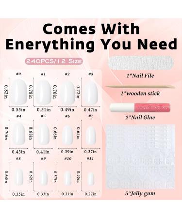 360Pcs Glossy Short Press on Nails - White Oval Acrylic Fake Nails for Women & Girls with Glue & Jelly Tabs - Buy Online on GoSupps.com
