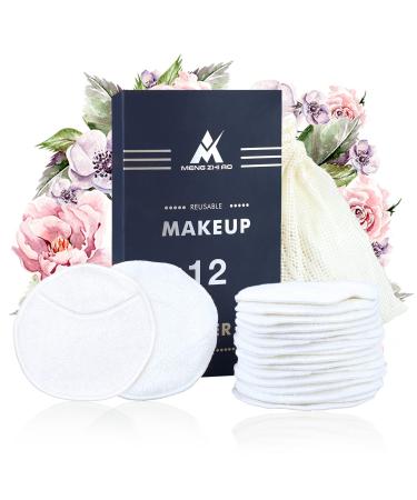 12 pieces makeup remover pads cosmetics pads made of bamboo fiber washable slurry pads with cotton laundry bag reusable makeup cleaning pads make -up towels to hang up